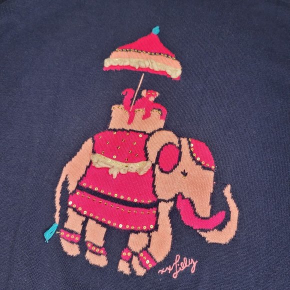 lilly pulitzer Caralynn Elephant Sweater knit buttons tassel crew neck size S - Picture 7 of 12